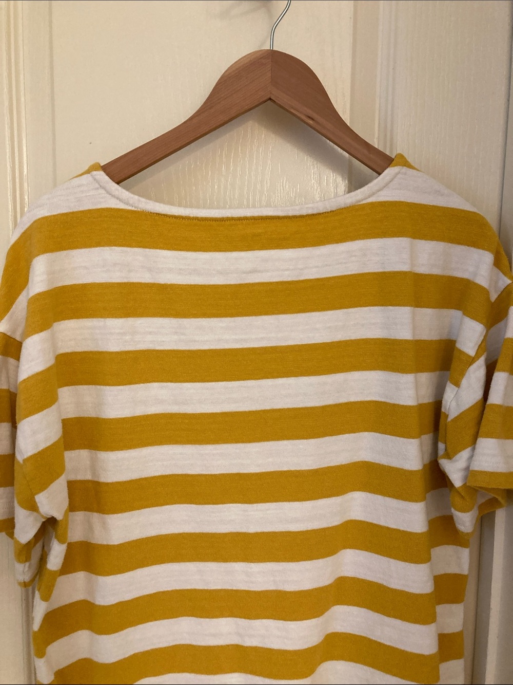 LOFT Yellow and White Striped Short Sleeve Tee - Picture 9 of 10